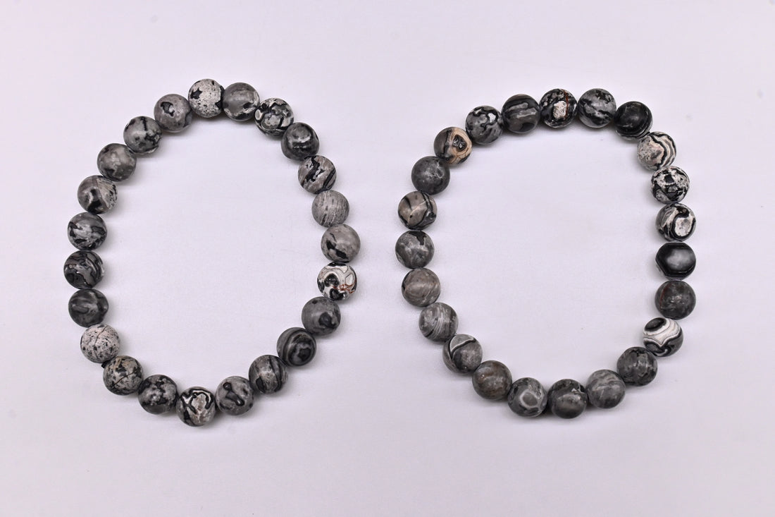 Natural Grey Picasso Jasper Bracelet (Confidence and Leadership)