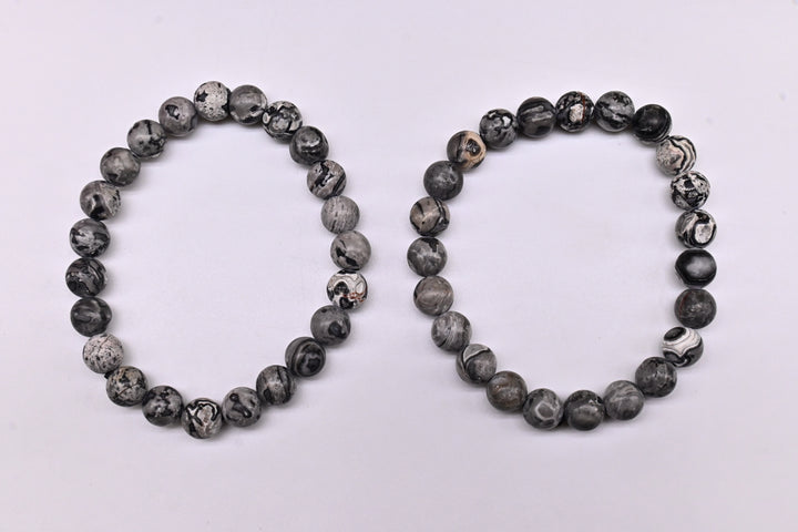 Natural Grey Picasso Jasper Bracelet (Confidence and Leadership)